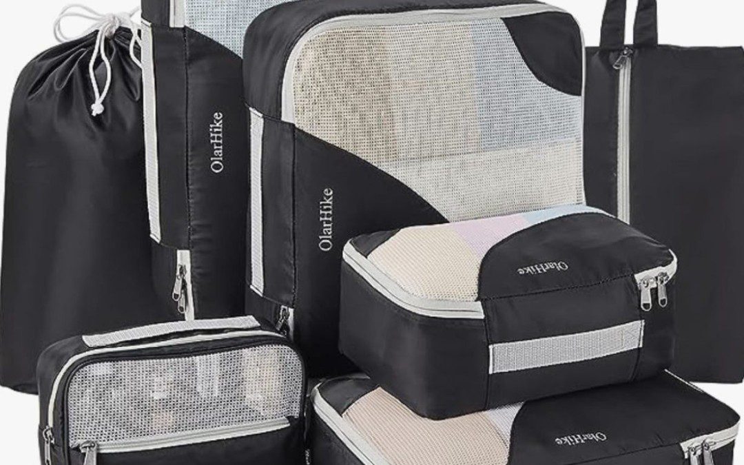 50% off 8 Piece set of Black Packing Cubes for Travel – Just 12.49 shipped!