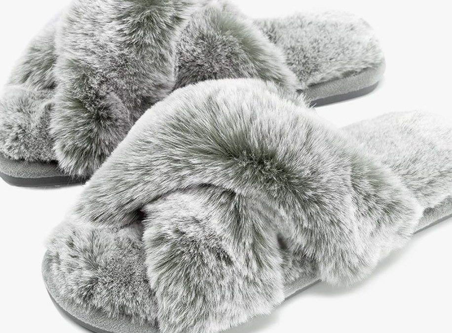 Fuzzy Cross Band Slippers – Just $8.99 shipped!