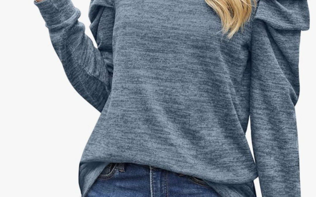 55% off Ruffle Sleeve Long Sleeve Sweater – Just $13.94 shipped!