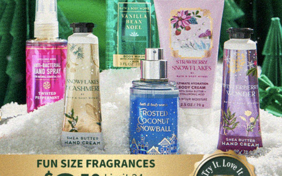Stock Up on Stocking Stuffers at Bath & Body Works – All Fun Size / Travel Size Fragrances are $2.50 each! (Limit 24)