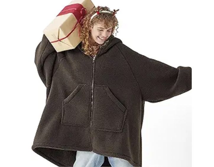 Sherpa Fleece Oversized Wearable Blanket Hoodie – Just $16.99