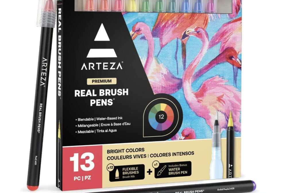 Arteza Real Brush Pens – Set of 12 + 1 Water Brush just $6.28 | Great Teen Gift