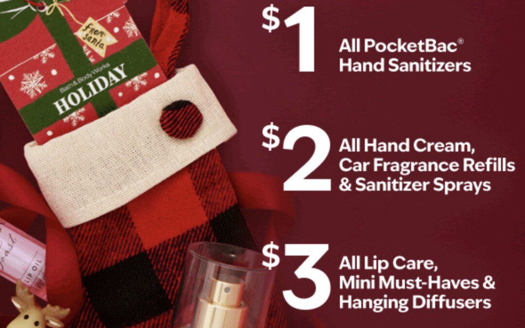 Bath & Body Works $1, $2, and $3 Stocking Stuffer Sale